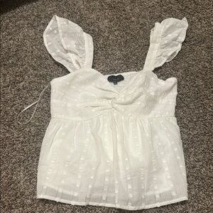Sweetheart White Smocked Sleeveless Top